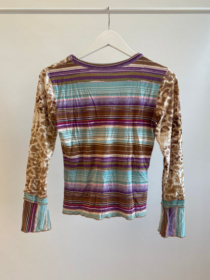 Traumhaftes multicolor verziertes Longsleeve Trompetenärmel, S