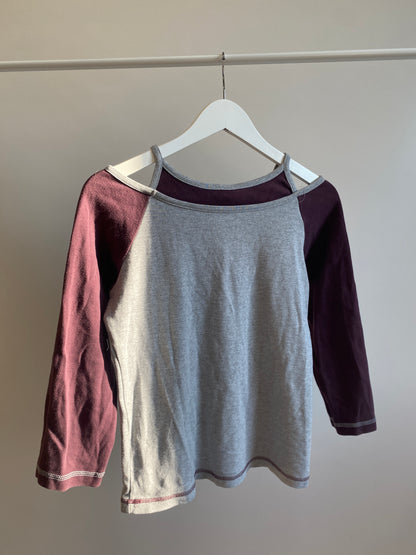 Edgy y2k layering contrast Rock-Stil Shirt grau bordeaux, S