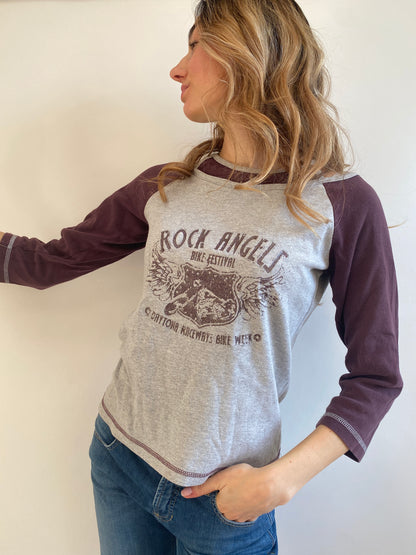Edgy y2k layering contrast Rock-Stil Shirt grau bordeaux, S