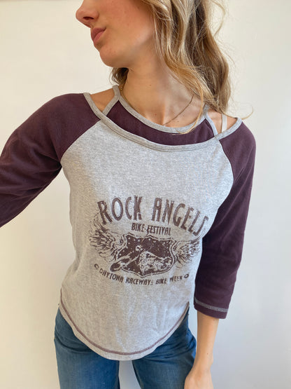 Edgy y2k layering contrast Rock-Stil Shirt grau bordeaux, S