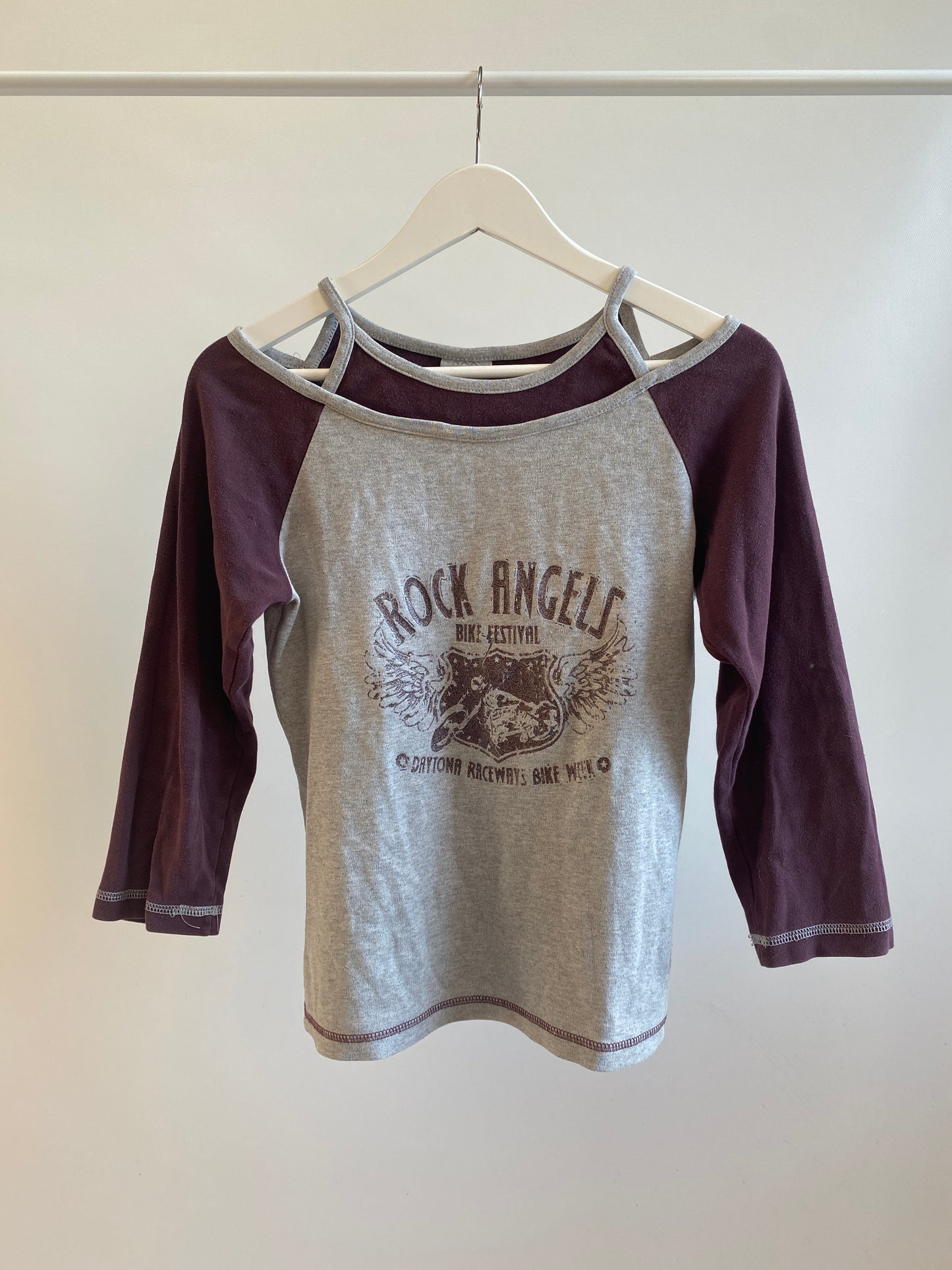 Edgy y2k layering contrast Rock-Stil Shirt grau bordeaux, S