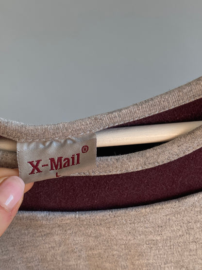 Edgy y2k layering contrast Rock-Stil Shirt grau bordeaux, S