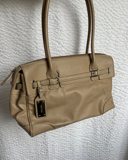 PICARD Echtleder Handtasche beige-creme mit Anhänger-Charm