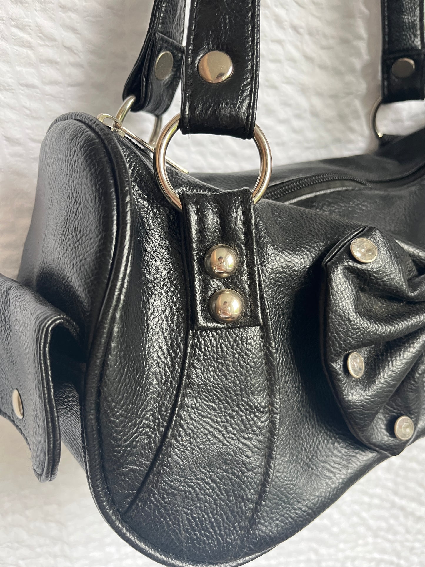 y2k Handtasche schwarz mit Schleife und Glitzer-Strass-Steinen