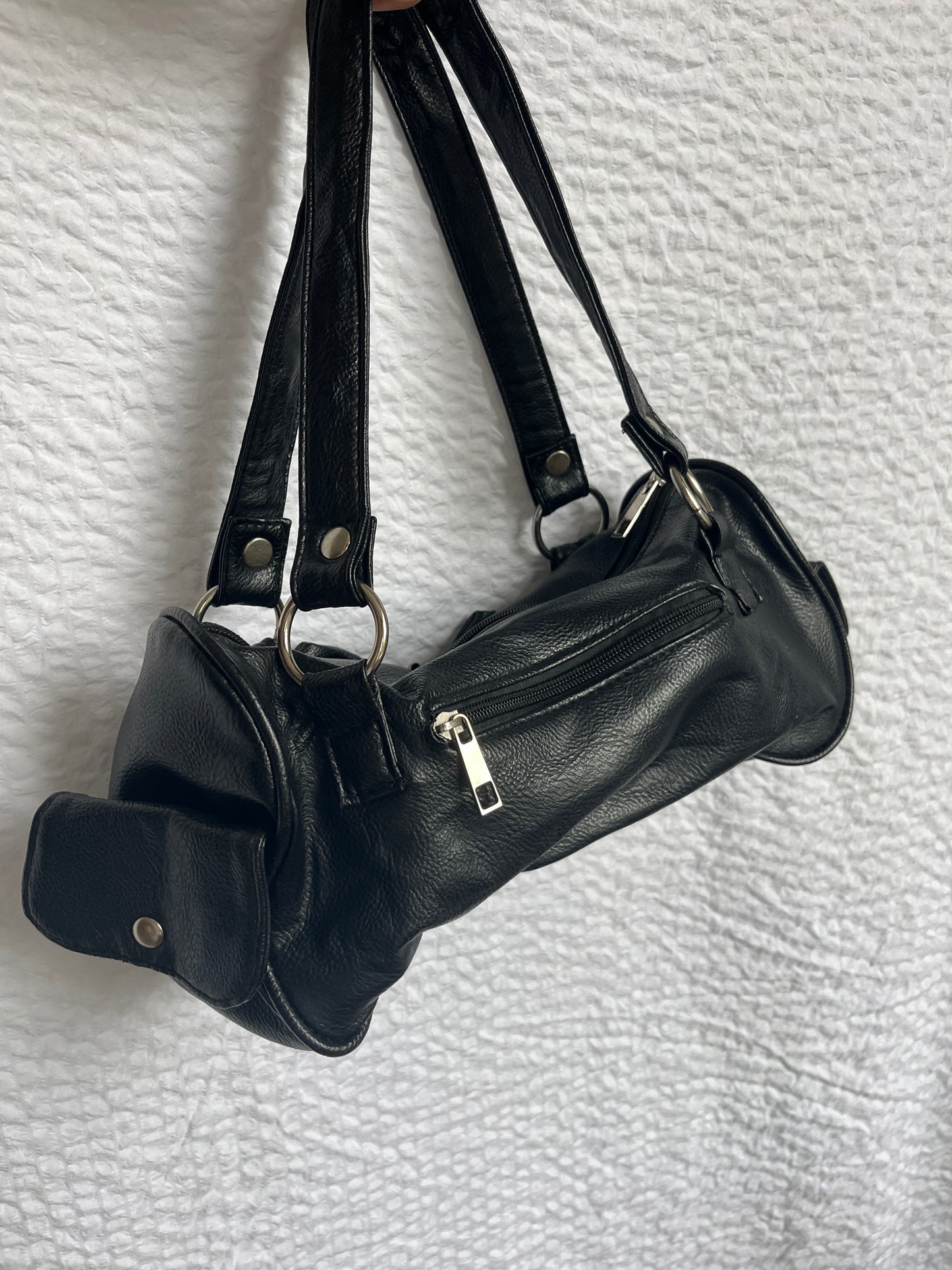 y2k Handtasche schwarz mit Schleife und Glitzer-Strass-Steinen