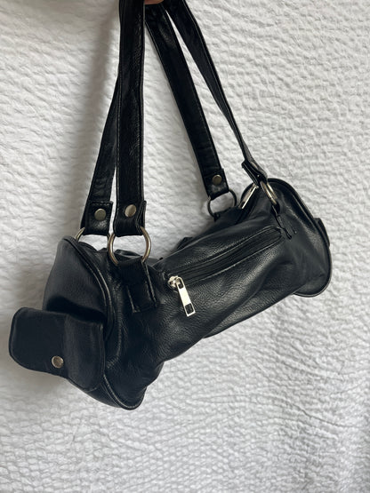 y2k Handtasche schwarz mit Schleife und Glitzer-Strass-Steinen