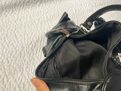 y2k Handtasche schwarz mit Schleife und Glitzer-Strass-Steinen