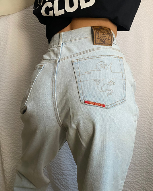 Vintage Jack and Son's Jeanshose, baggy Mom, denim hellblau, M