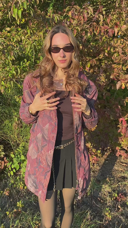 Vintage Retro Rudolf Scherer Cityline Jacke Parka bordeaux rot gemustert, M,L,XL