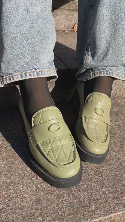 Coach Leder Loafer Leah Slipper in Moss, pistazie grün, Gr. 40