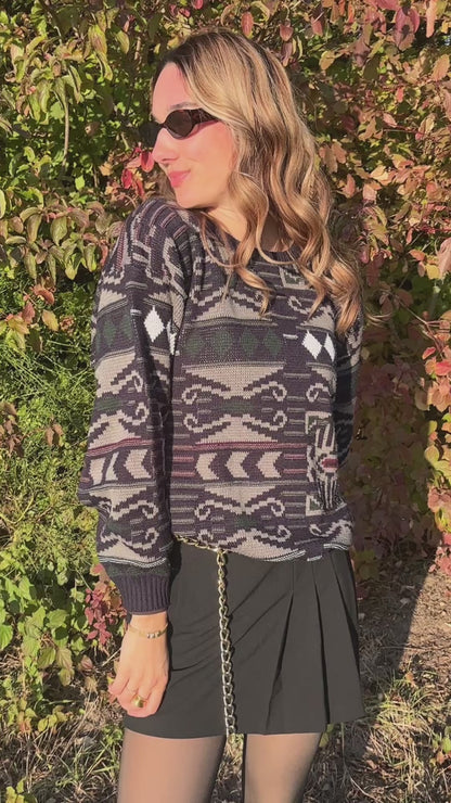 Rare 70s Vintage dralon Bayer-Textilfaser Strickpullover, S,M,L