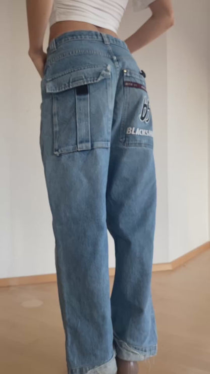 Blacksmith Workwear inspirierte Baggy Jeans denim blau in M -L