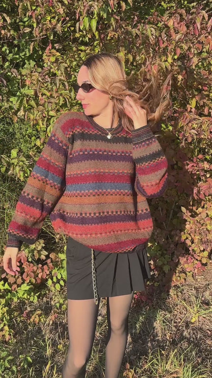 Colourful walbusch Pattern Sweater aus Alpakawolle, gestreift, oversize S,M,L,XL