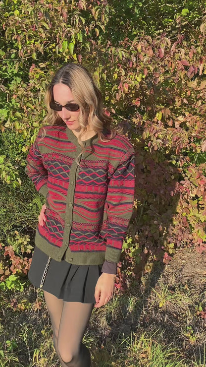 Vintage 3D Knit La Dame Australia Wollmix Cardigan, S, M